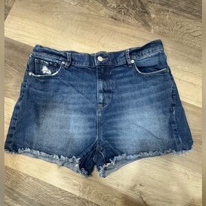LOFT High Waist Distressed Denim Shorts